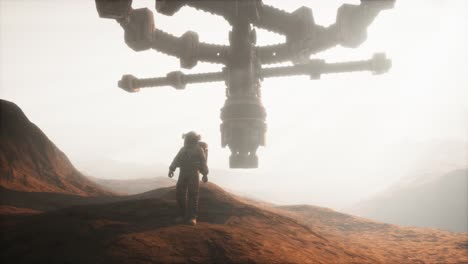 Astronaut-walking-on-an-Mars-planet